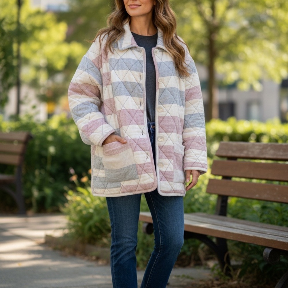 Women's Pastel Patchwork Bomber Jacket - image 1